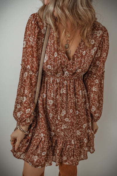 Boho Floral Ruffled Dress