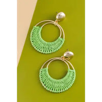Boho Raffia Hoop Drop Earrings
