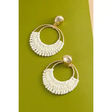 Boho Raffia Hoop Drop Earrings
