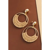Boho Raffia Hoop Drop Earrings