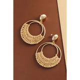 Boho Raffia Hoop Drop Earrings