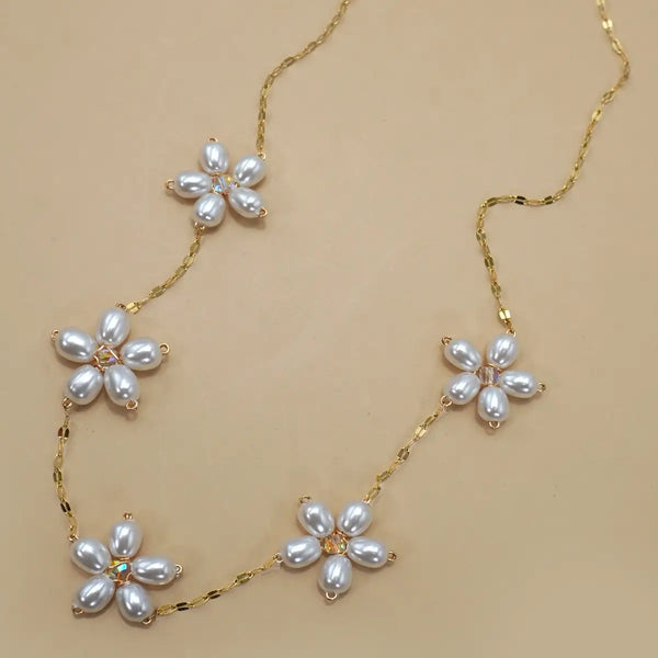 Pearl Flower Station Necklace
