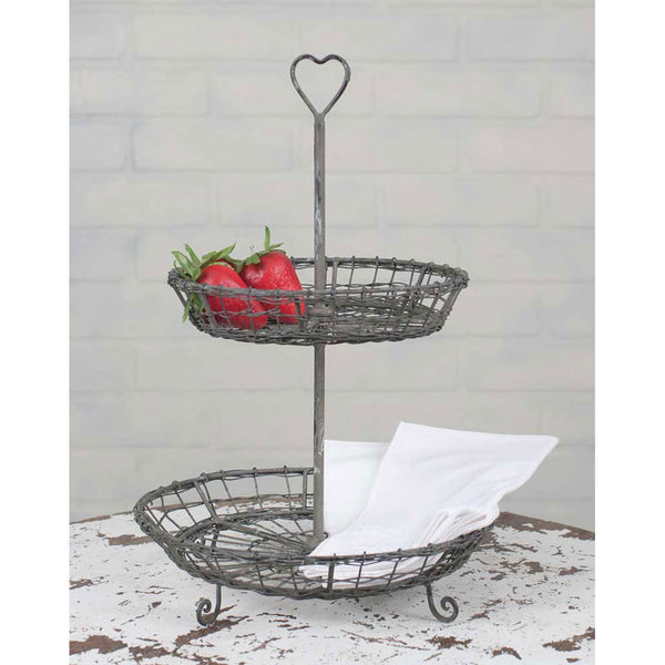 Wire Heart Two-Tier Serving Stand