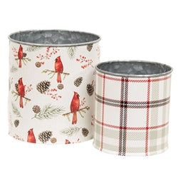 Pine & Plaid Cardinal Metal Buckets