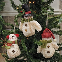 Fuzzy Snowman w/Scarf Ornament