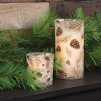 Frosted Glass Woodland Pine Pillar Holders