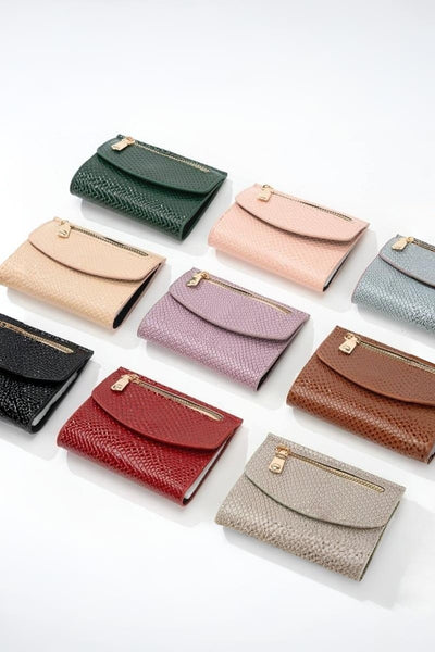 Crocodile pattern vegan leather trifold wallet