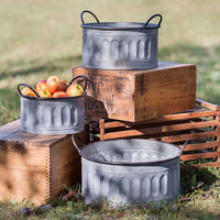 Galvanized Apple Baskets Asst