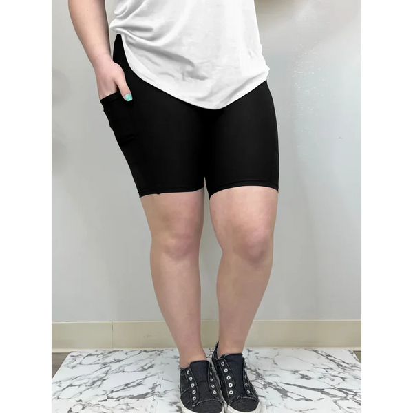 Black Biker Shorts W/Pockets