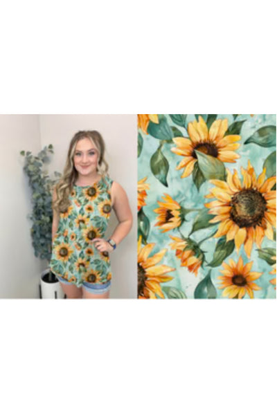 Tank Teal Sunflower