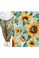 Teal Sunflower Capri W/pockets
