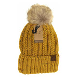 Fuzzy Lined Flecked Fur Pom CC Beanie