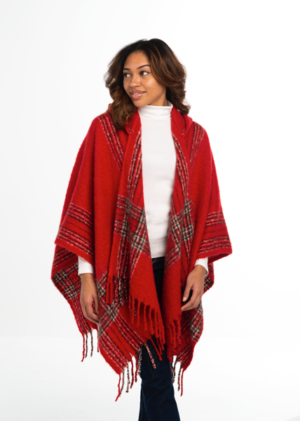 Holiday Plaid Hooded Wrap