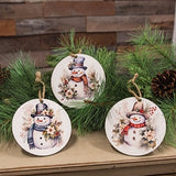 Winter Floral Snowman Ornament