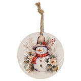 Winter Floral Snowman Ornament