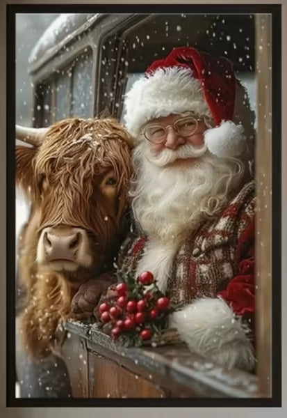Santa With Highland Cow