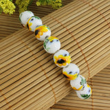 Vintage Yellow & White Ceramic Stretch Bracelet