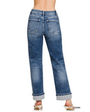 RAIN CUFFED STRAIGHT DENIM PANTS
