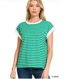 April CONTRAST TRIM CAP SLEEVE TEE