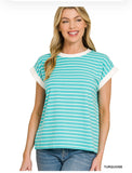 April CONTRAST TRIM CAP SLEEVE TEE