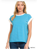 April CONTRAST TRIM CAP SLEEVE TEE