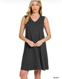 RAISED RIB SLEEVELESS MINI DRESS