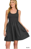 KNIT & WOVEN DRESS WITH POCKET