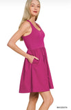 KNIT & WOVEN DRESS WITH POCKET