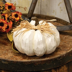 Cream Carved  Resin Pumpkin - 6"