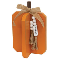 Fall Words Charm Wooden Interlocking Pumpkin