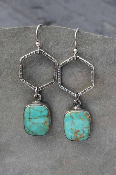 TURQUOISE HEX EARRING