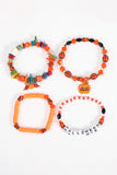 Orange 4pcs Halloween  Bracelet Set