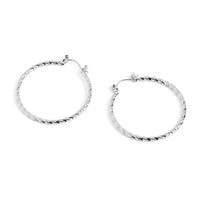 Twisted Hoop Earrings - Silver