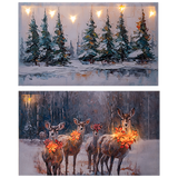 Woodland Christmas Light Up Canvas Plaques