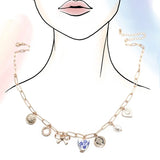 Ceramic Porcelain Bow Heart Charm Link Necklace