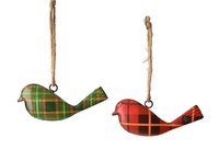 Plaid Pattern Bird Ornament