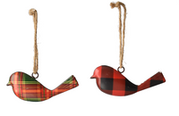 Plaid Pattern Bird Ornament