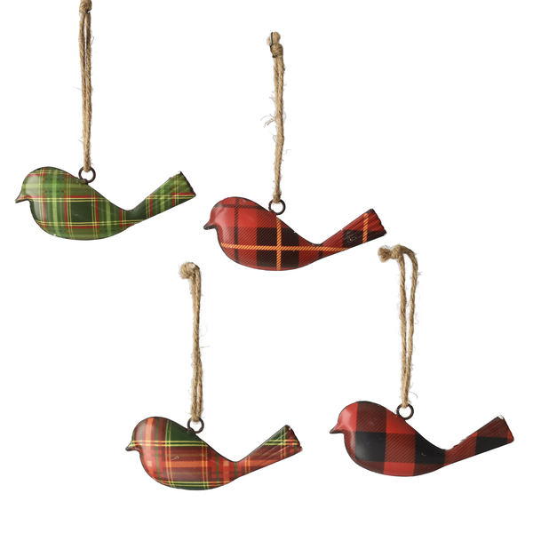 Plaid Pattern Bird Ornament