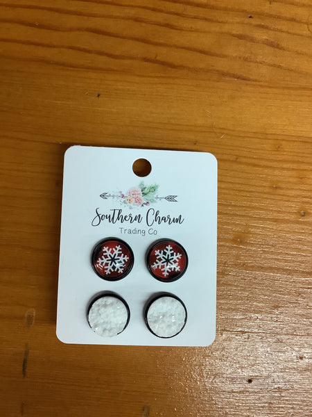 Snowflake Button Earrings