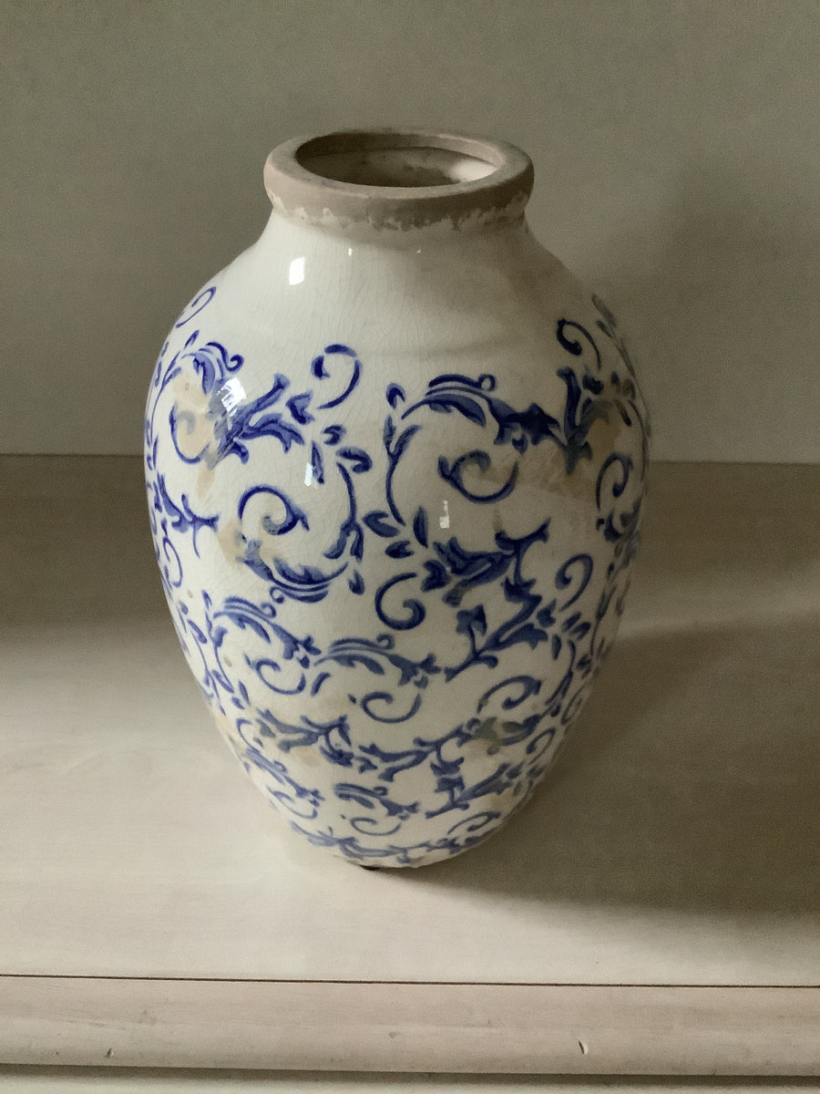 10” Vase Pottery Blue Print – Marguerite's Uptown Girl